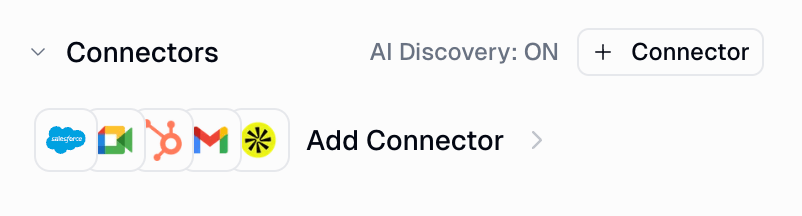 Agent Connectors section with the + Connector button