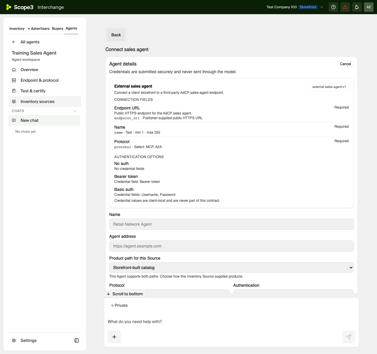 Secure Connect sales agent Task opened from an exact Agent's Inventory sources section