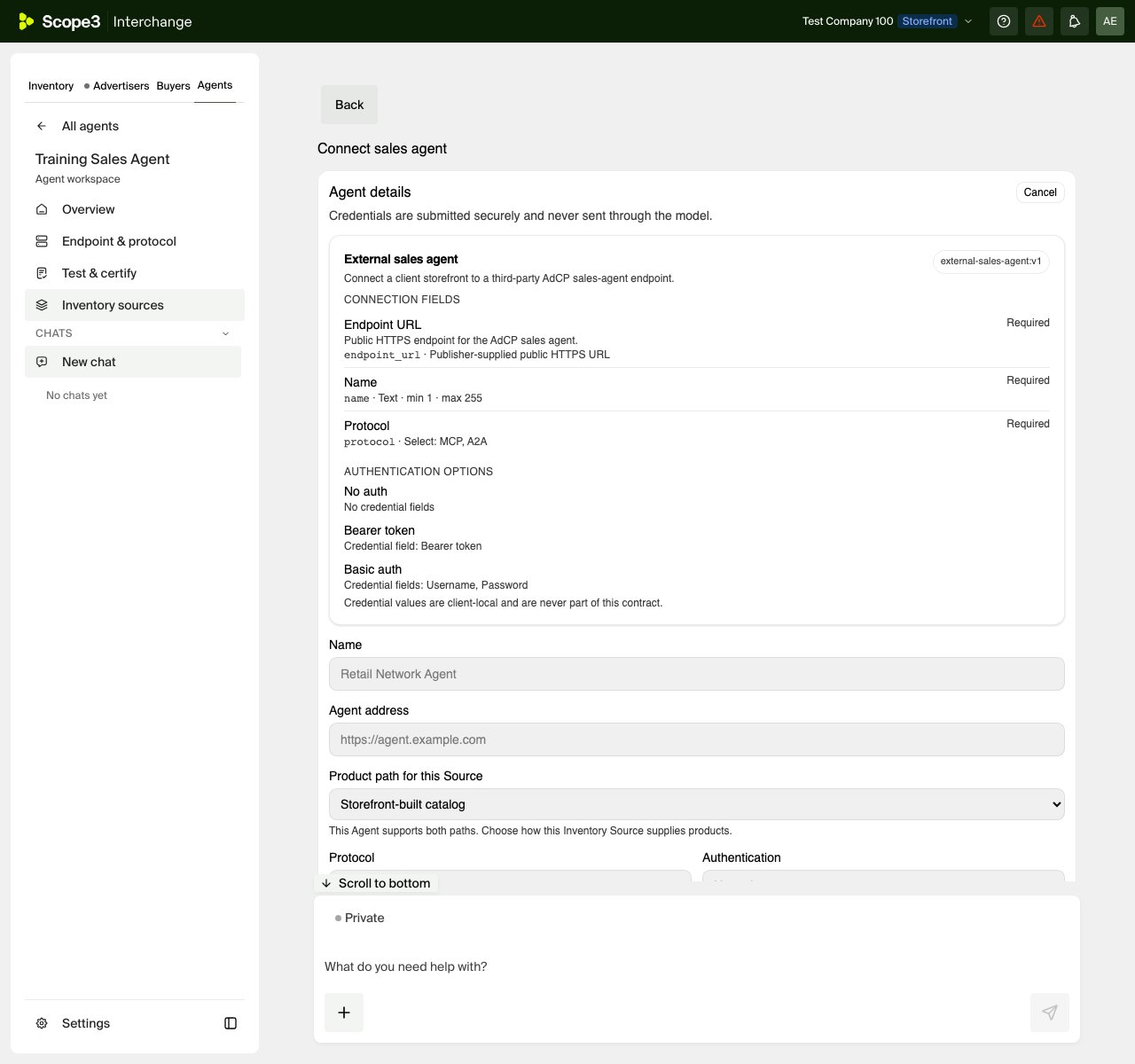 Secure Connect sales agent Task opened from an exact Agent's Inventory sources section