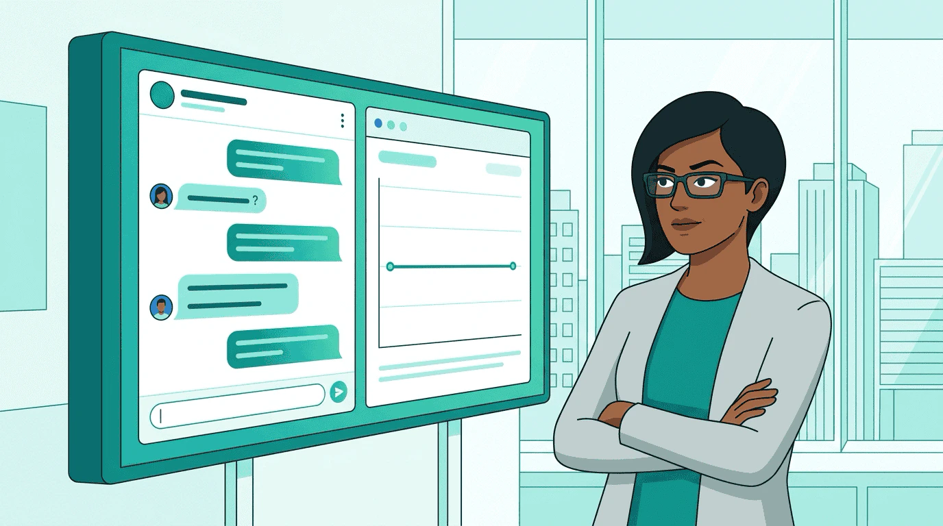 Priya looks at a StreamHaus AI assistant interface — the conversation is helpful but there's no way for advertisers to participate