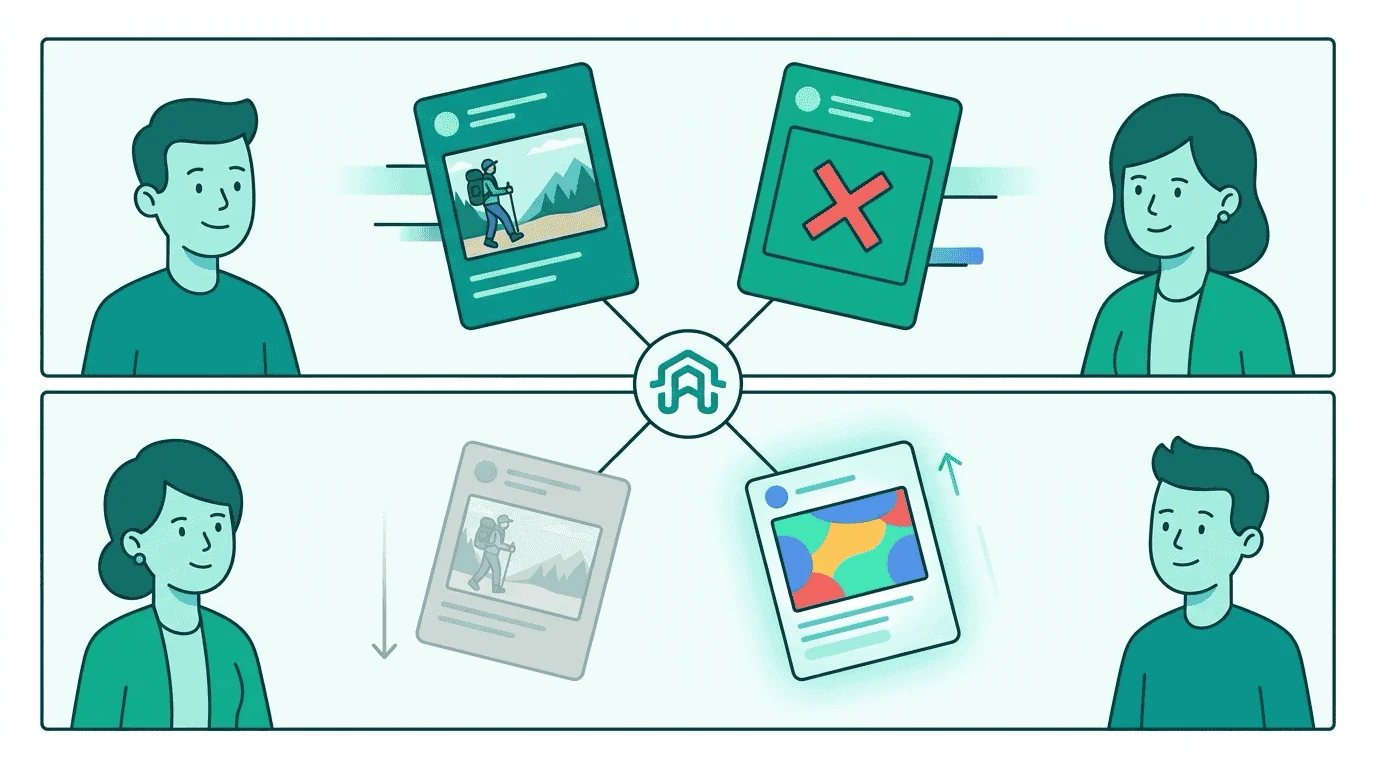 Two response cards merge at StreamHaus — the Trail Pro ad fades while a different advertiser's ad activates in its place