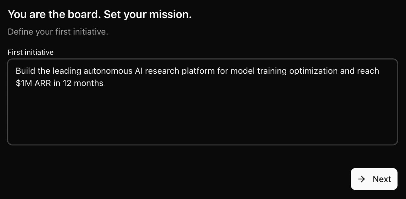Mission onboarding screen