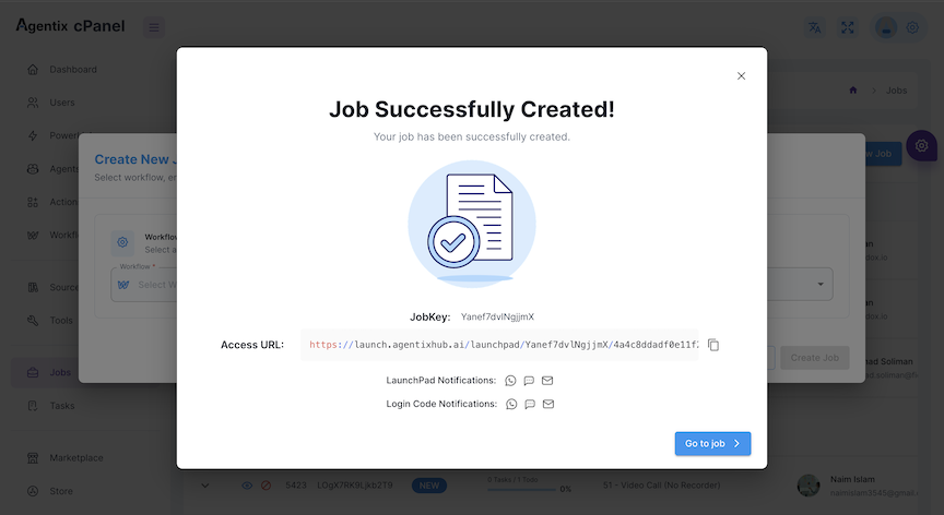 Create Job Created