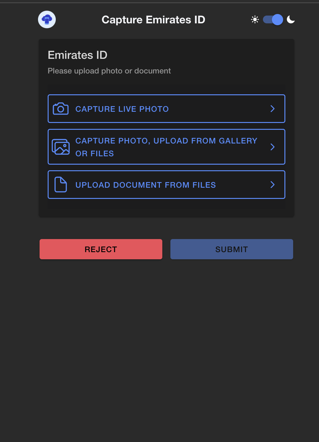 Customer view of Media Upload