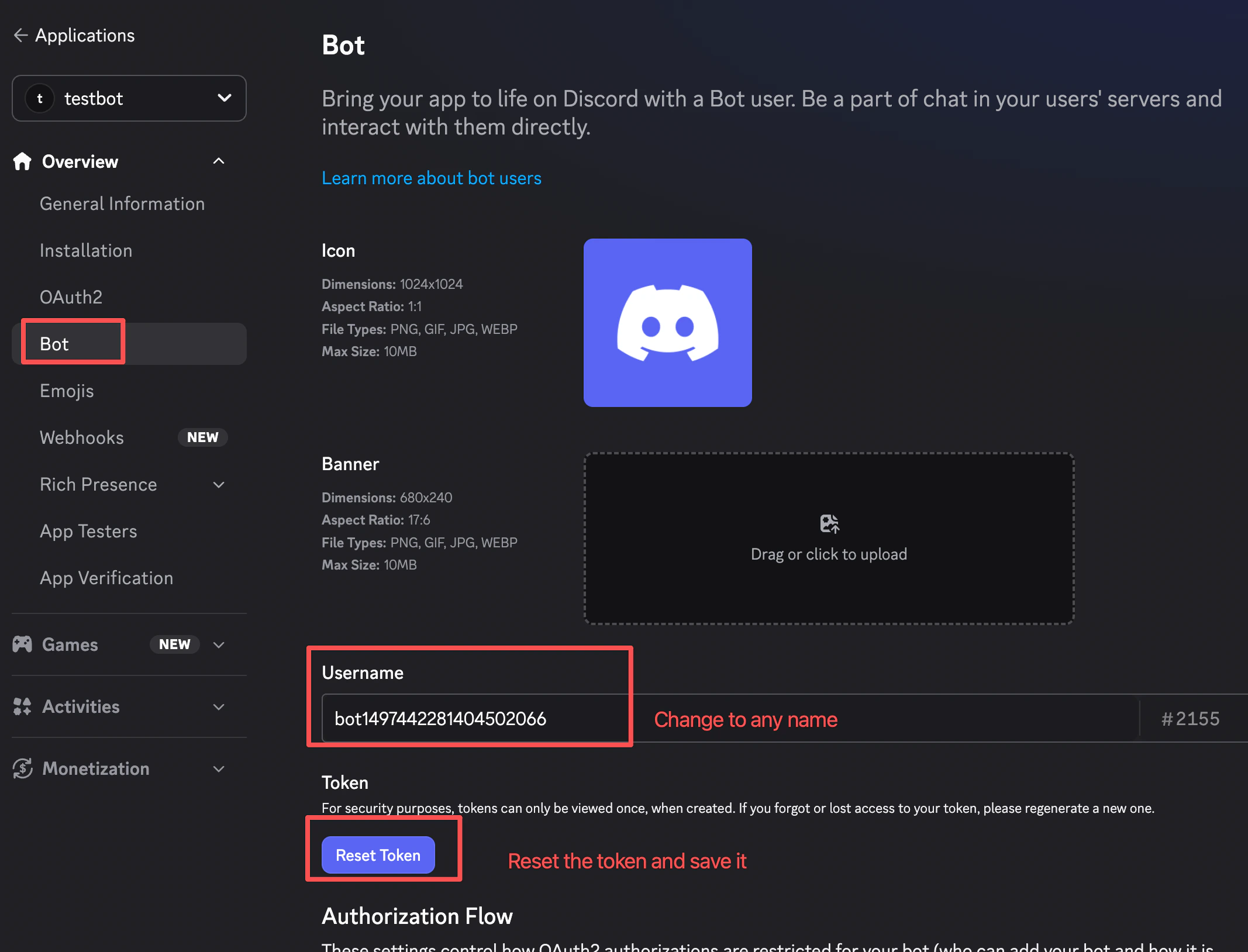 Create the Discord bot