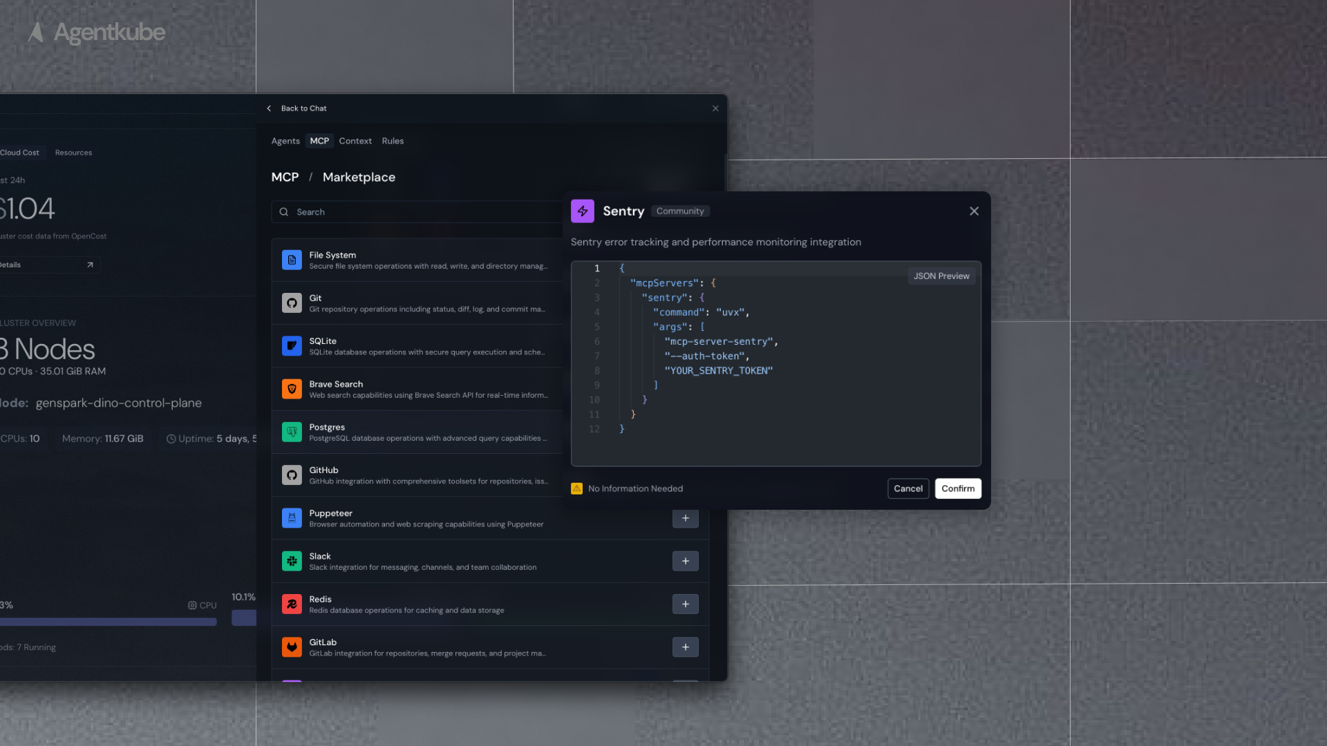 MCP Marketplace interface displaying available MCP servers for easy installation