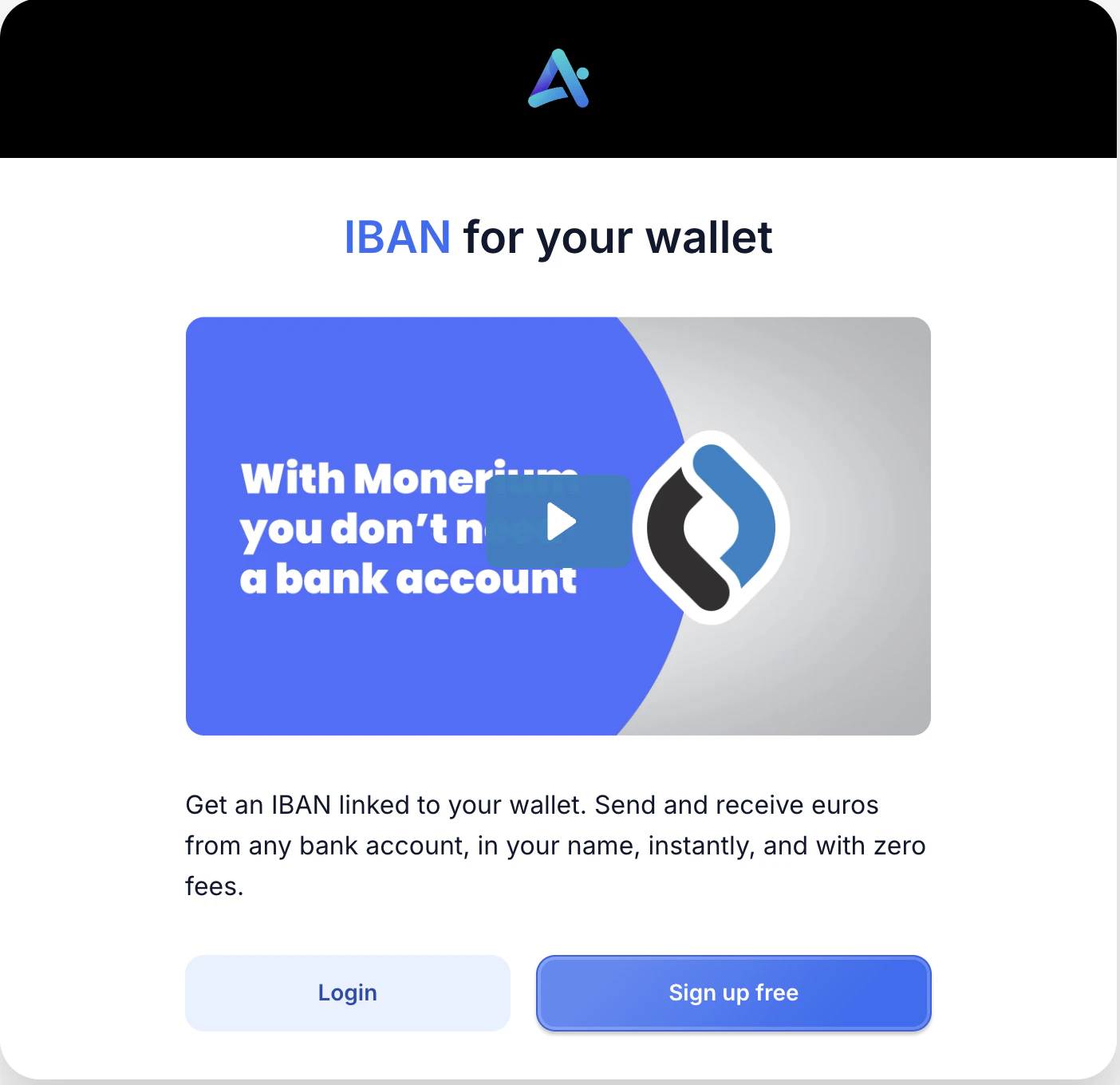 Sign up or Login choice