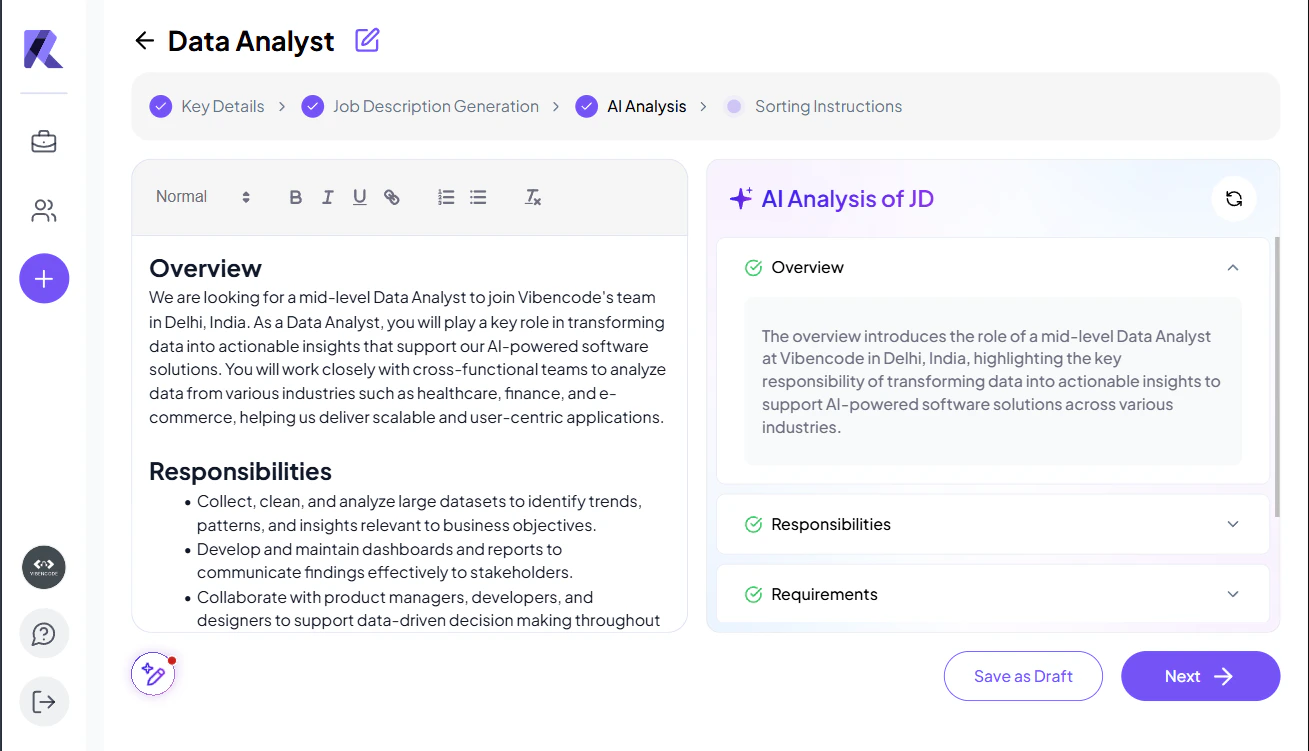 AI Analysis of Job Description