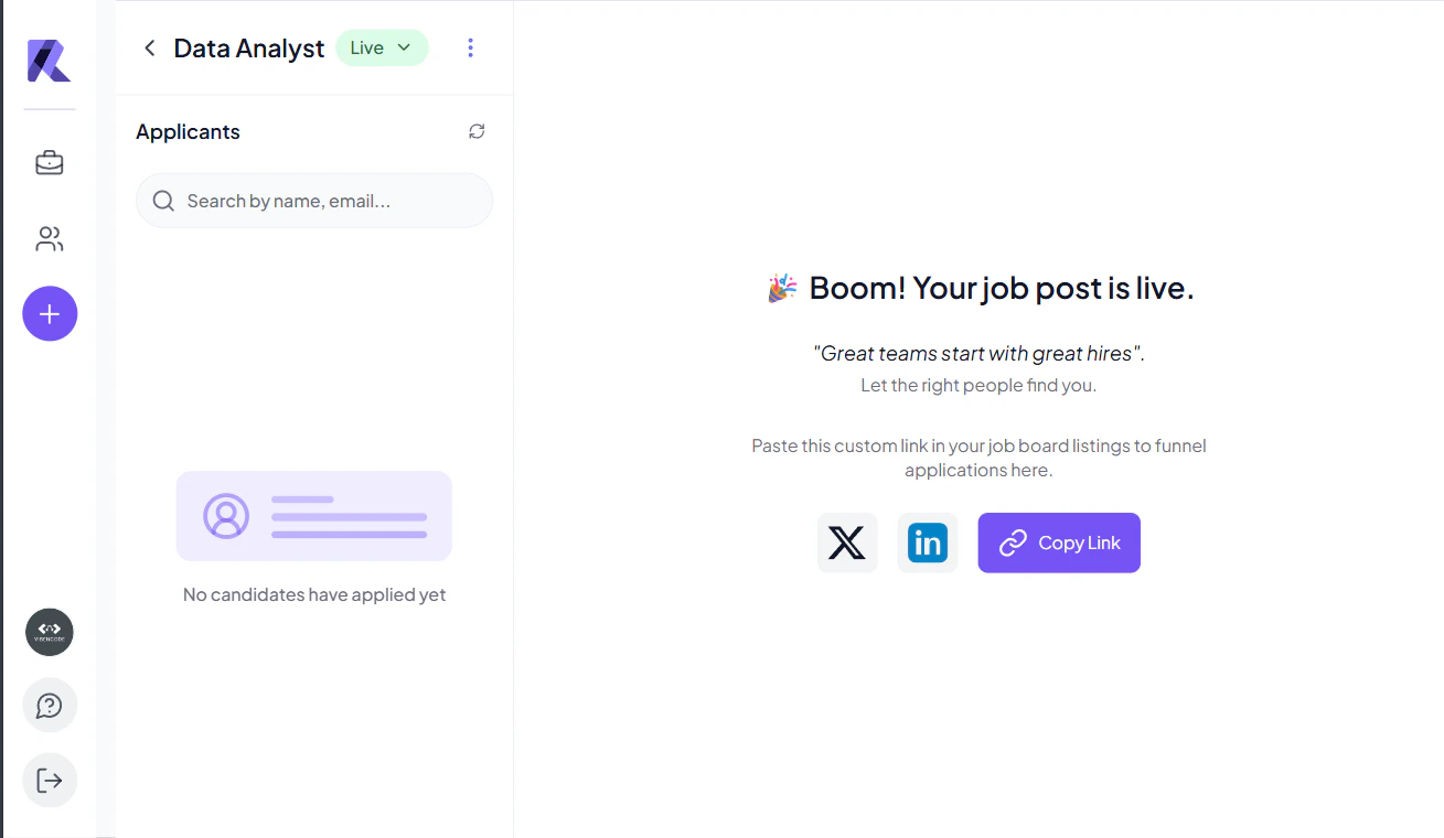 Job Published Successfully