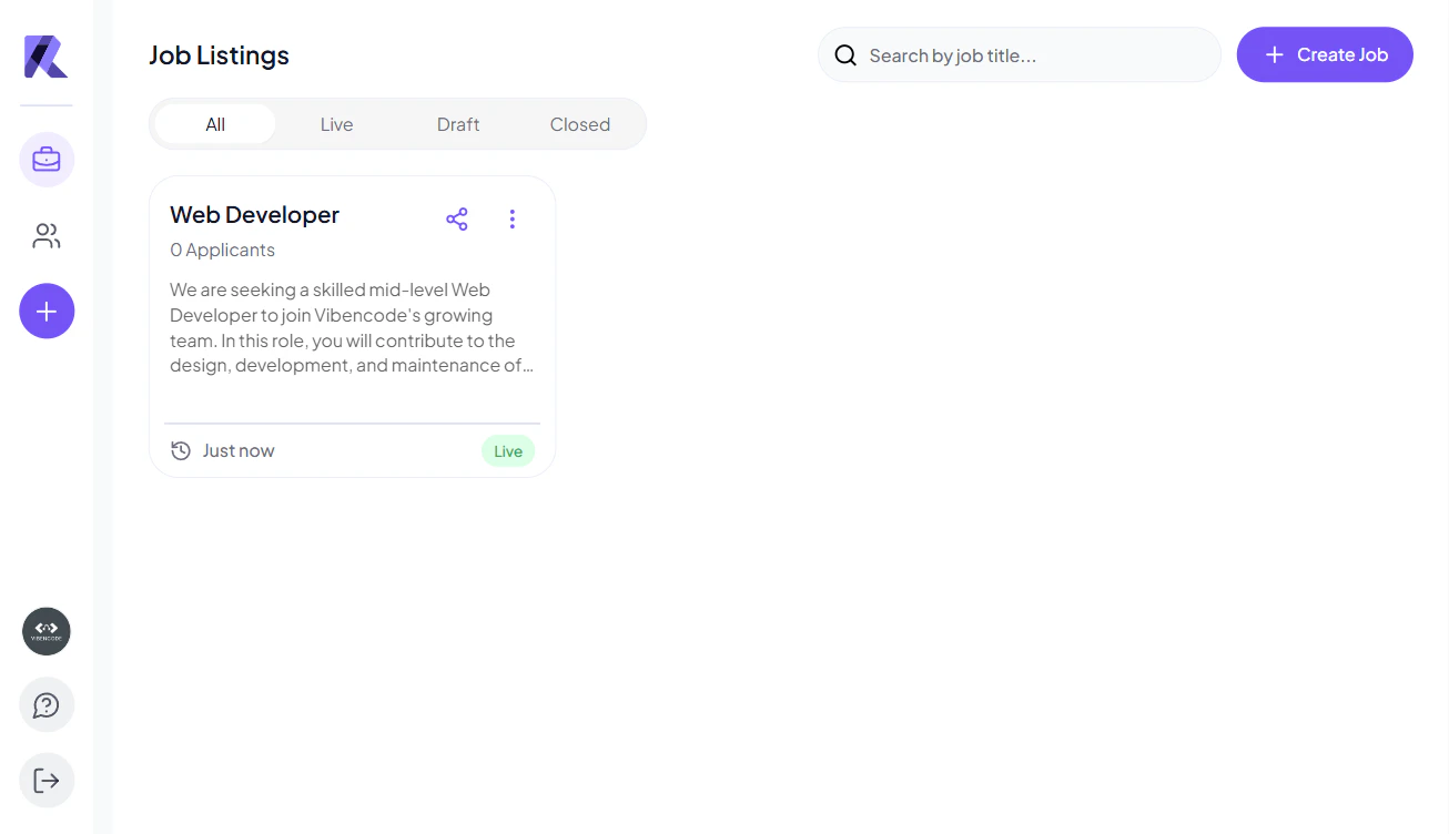Create Job Page