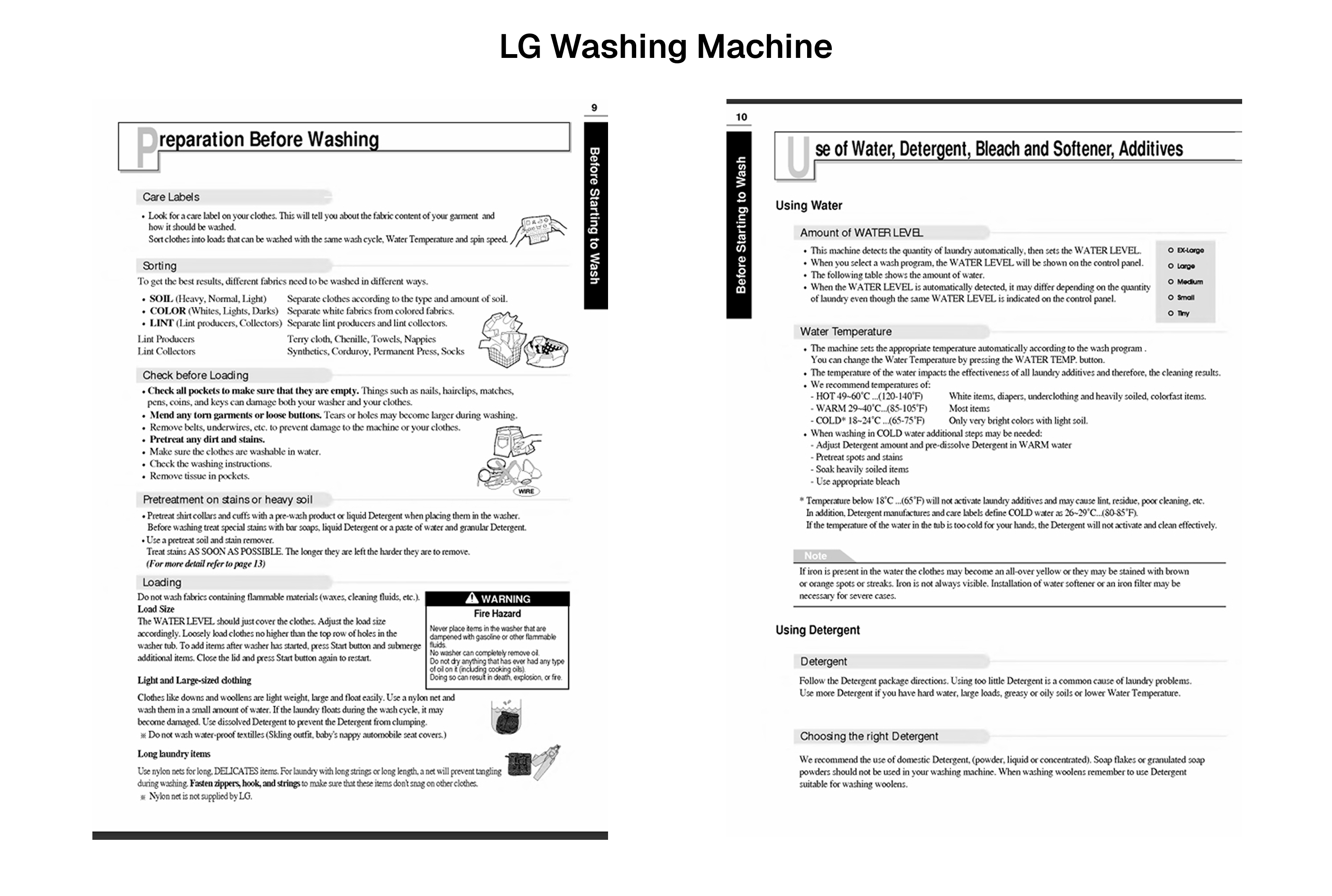 LG Washing Machine manual pages