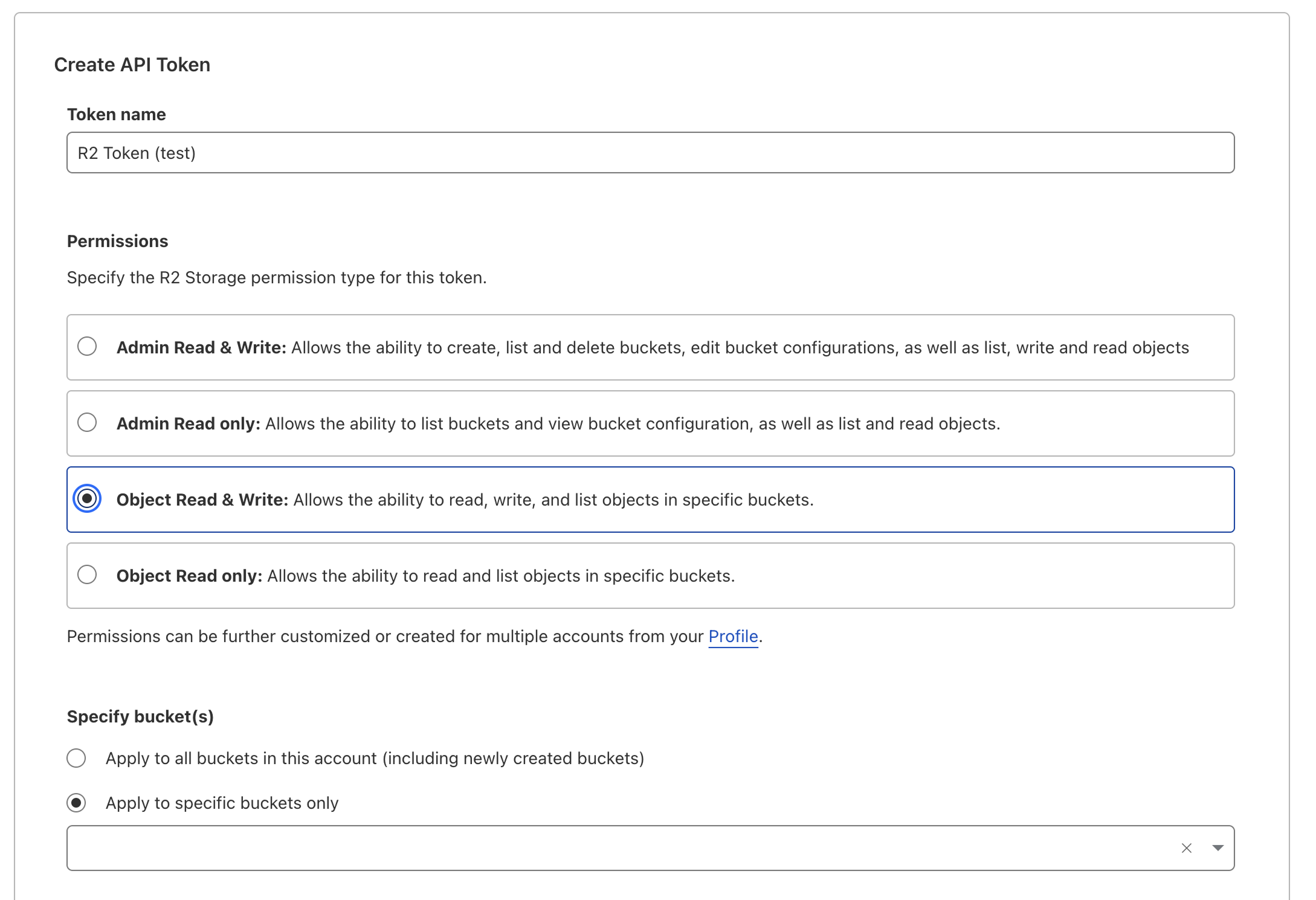 Cloudflare R2 API token