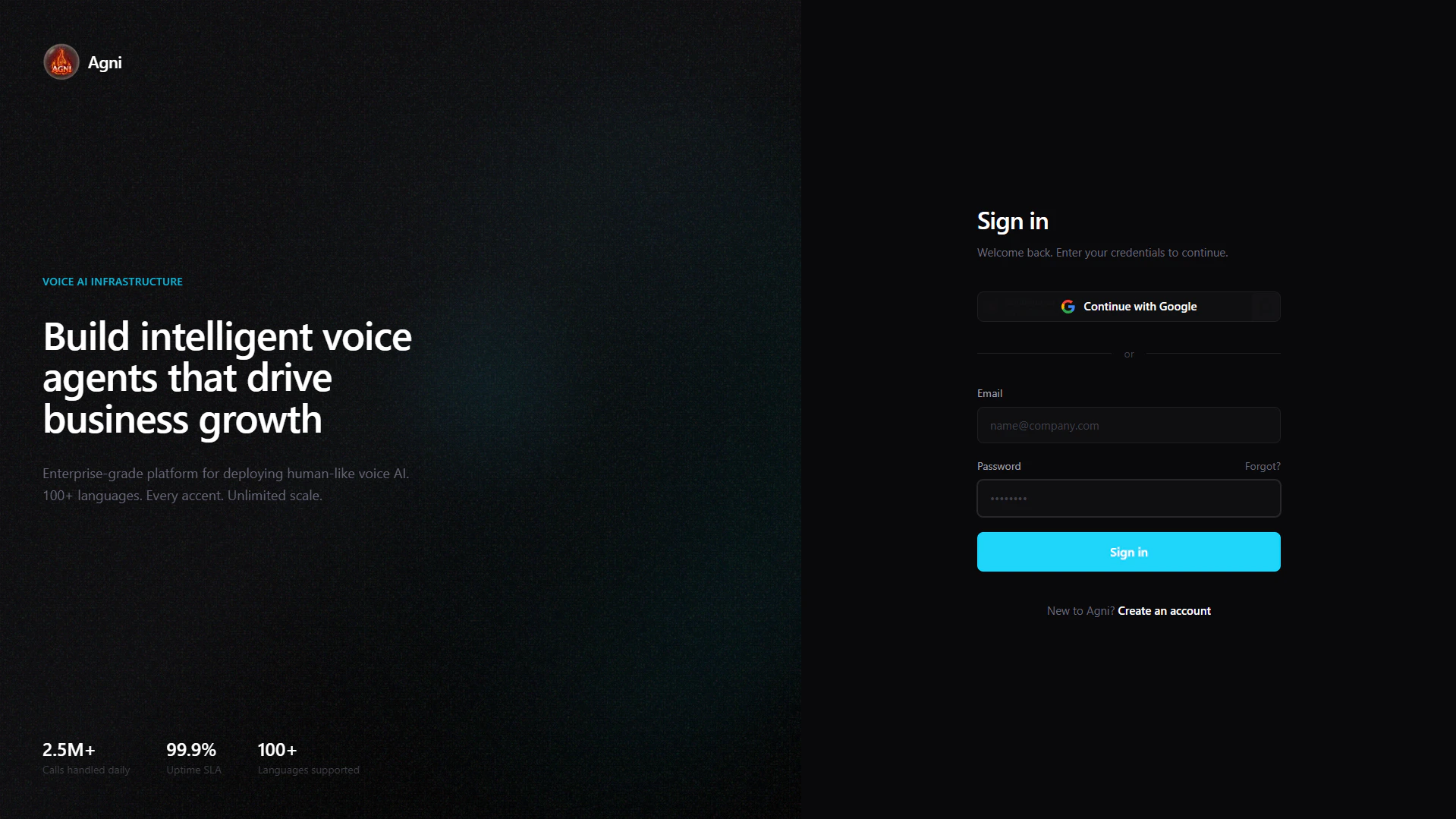 Agni Login Page