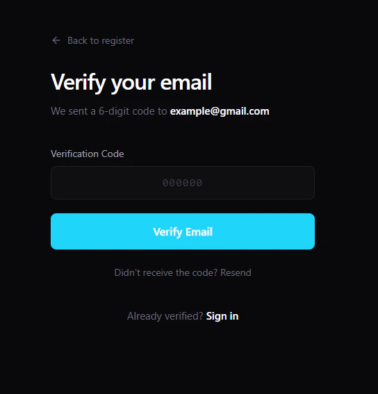 Email Verification Screen