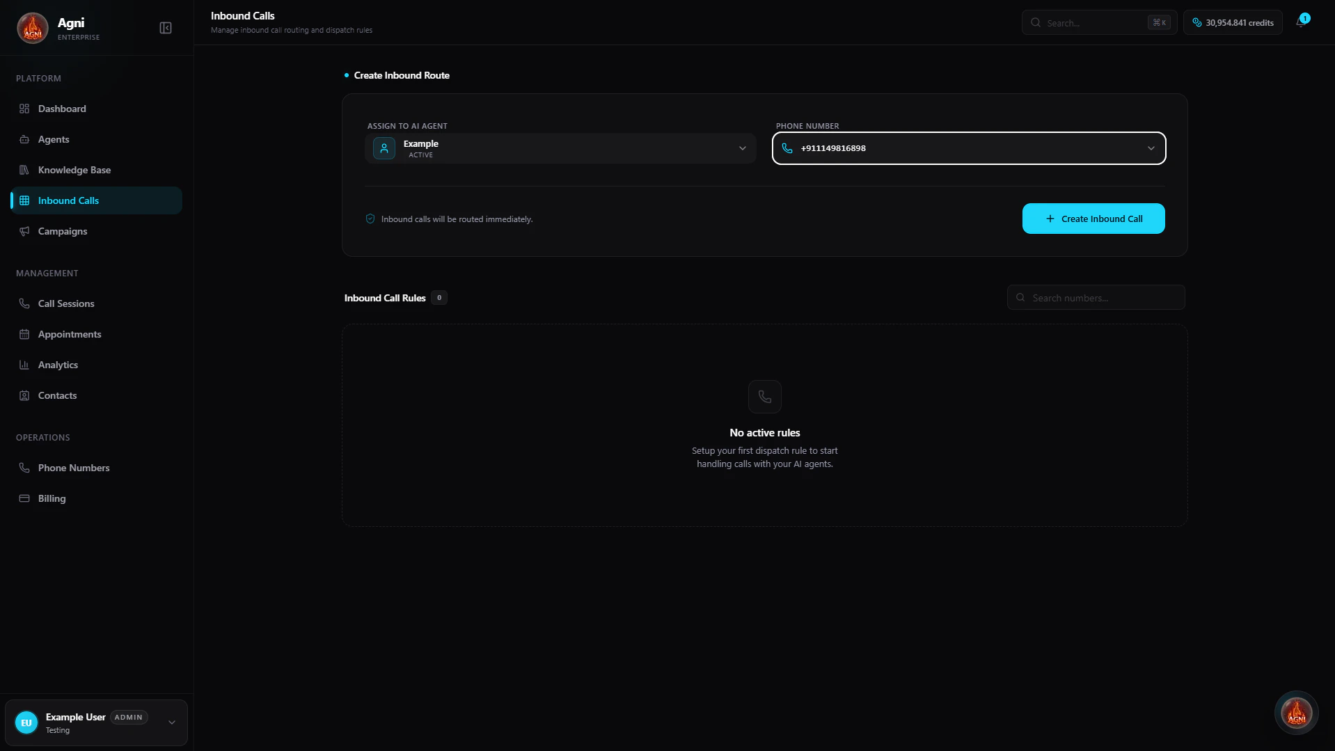 Agni Inbound Calls Dashboard
