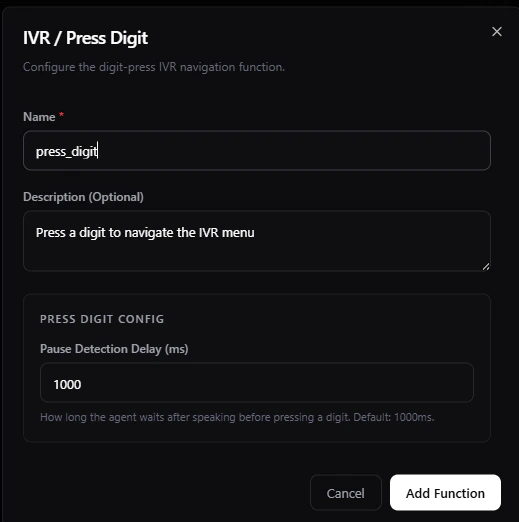 IVR / Press Digit configuration