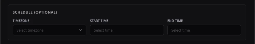 Schedule block for timezone and active transfer hours