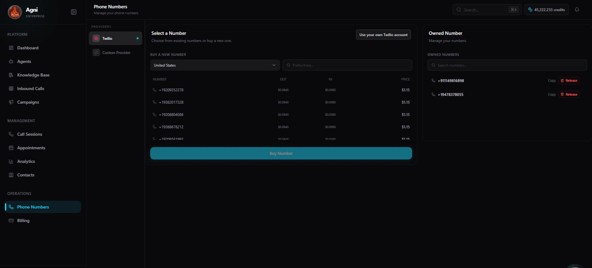 Phone Numbers Dashboard