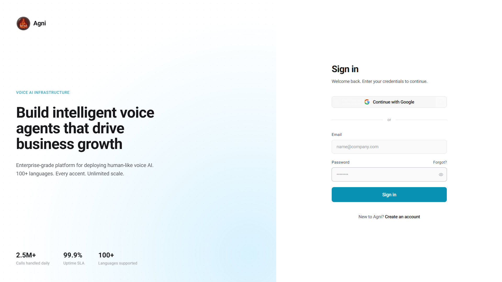Agni Login Page