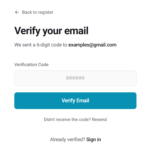 Email Verification Screen