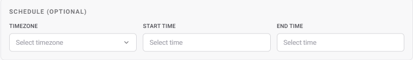 Schedule block for timezone and active transfer hours