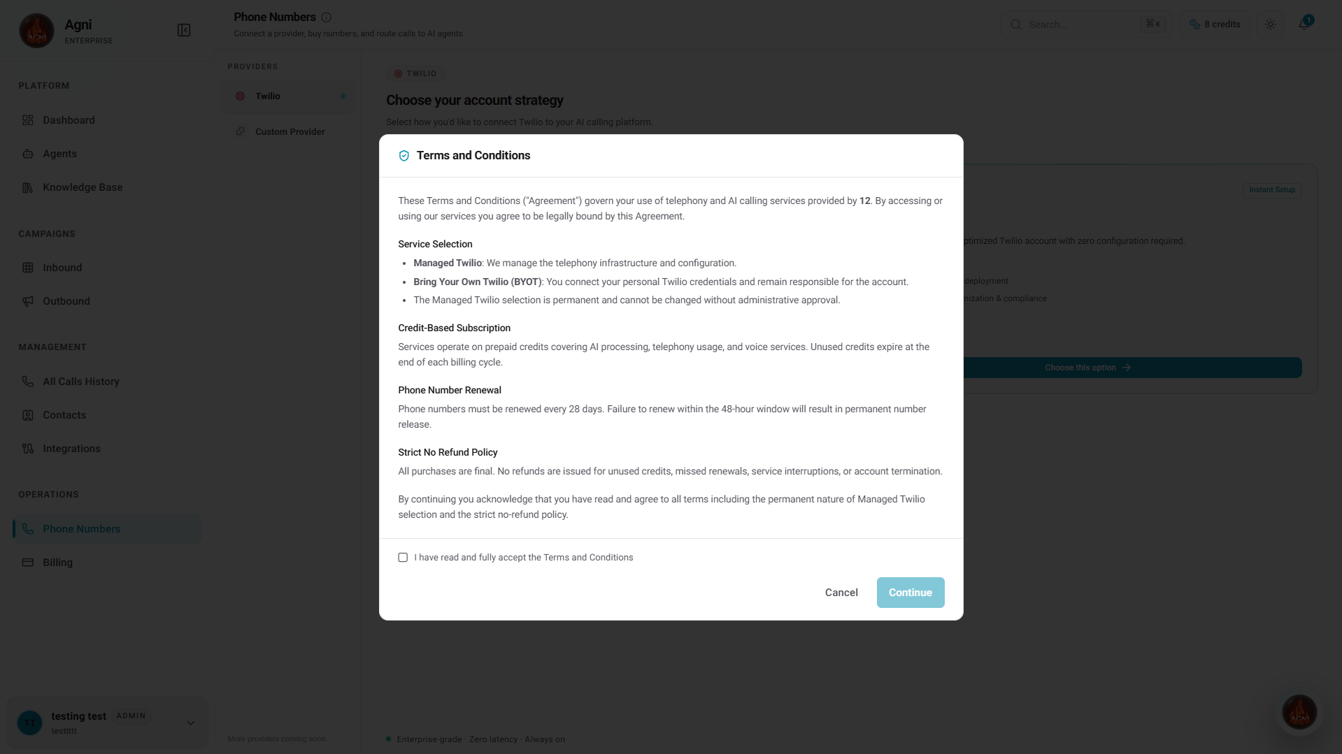 Telephony Terms and Conditions