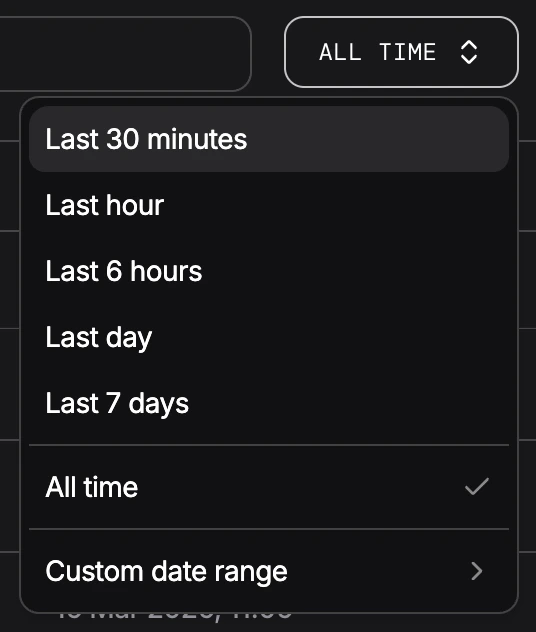 Date picker with preset and custom ranges