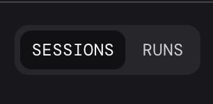 Runs and Sessions view toggle