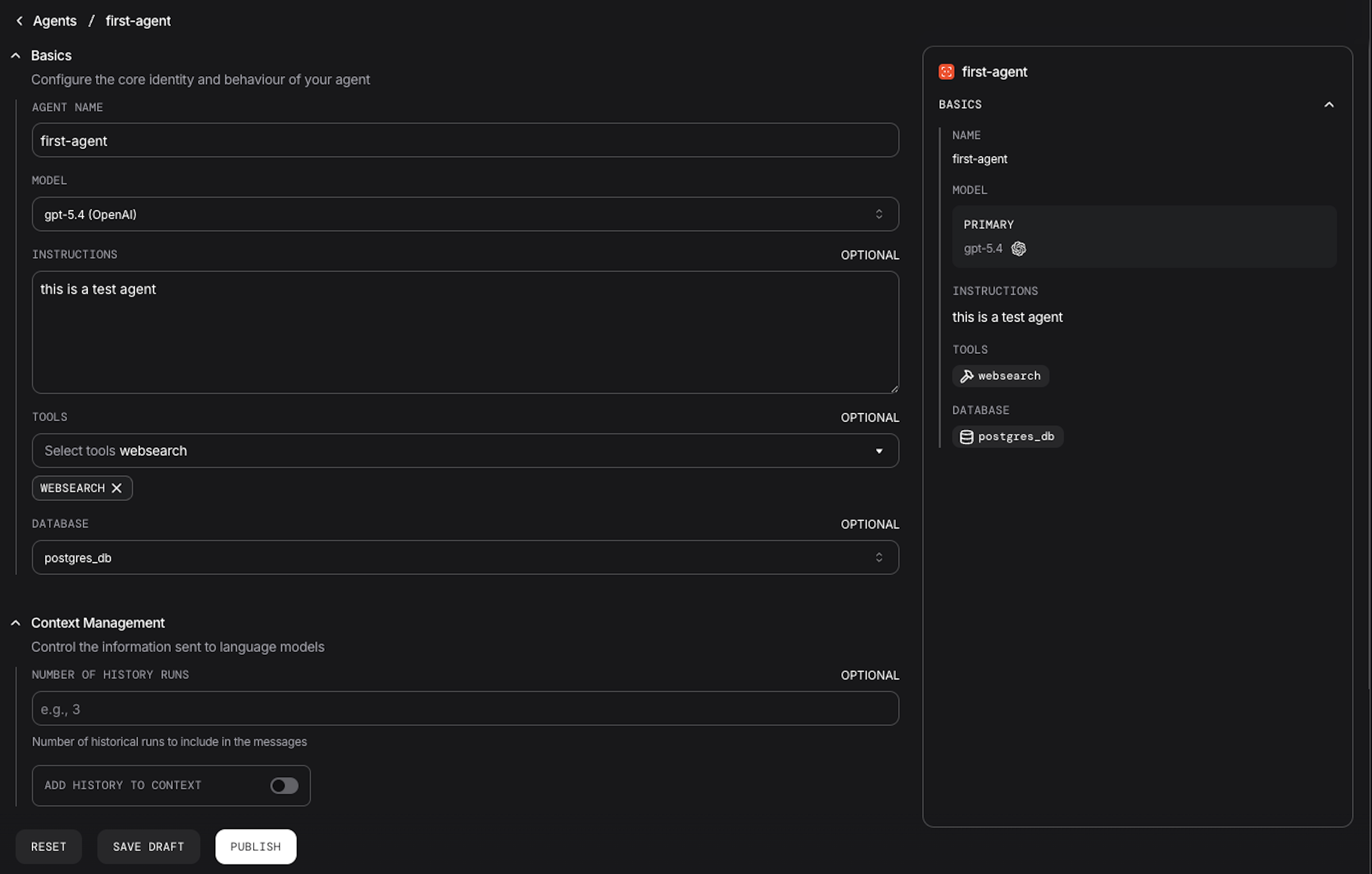 Create an agent in AgentOS Studio