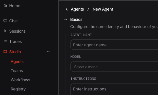 Create an agent in Studio