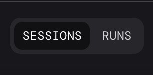 Runs and Sessions view toggle