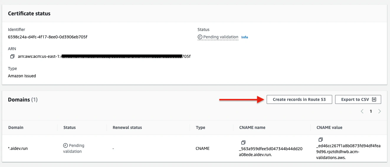 AWS ACM certificate validation