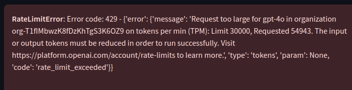 Rate limit error