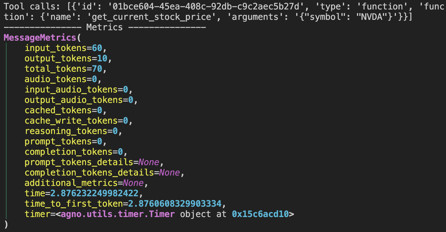 Tool Run Message Metrics