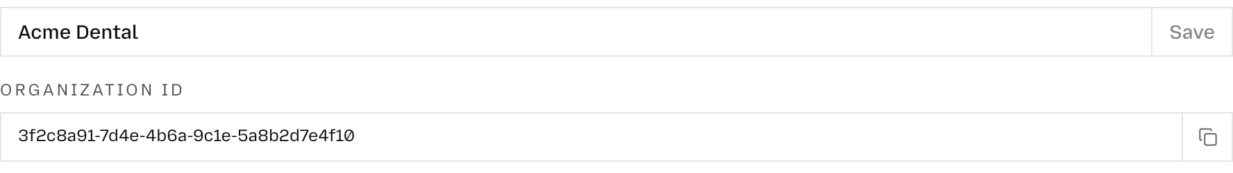 Agnost Settings page with the Organization ID under General