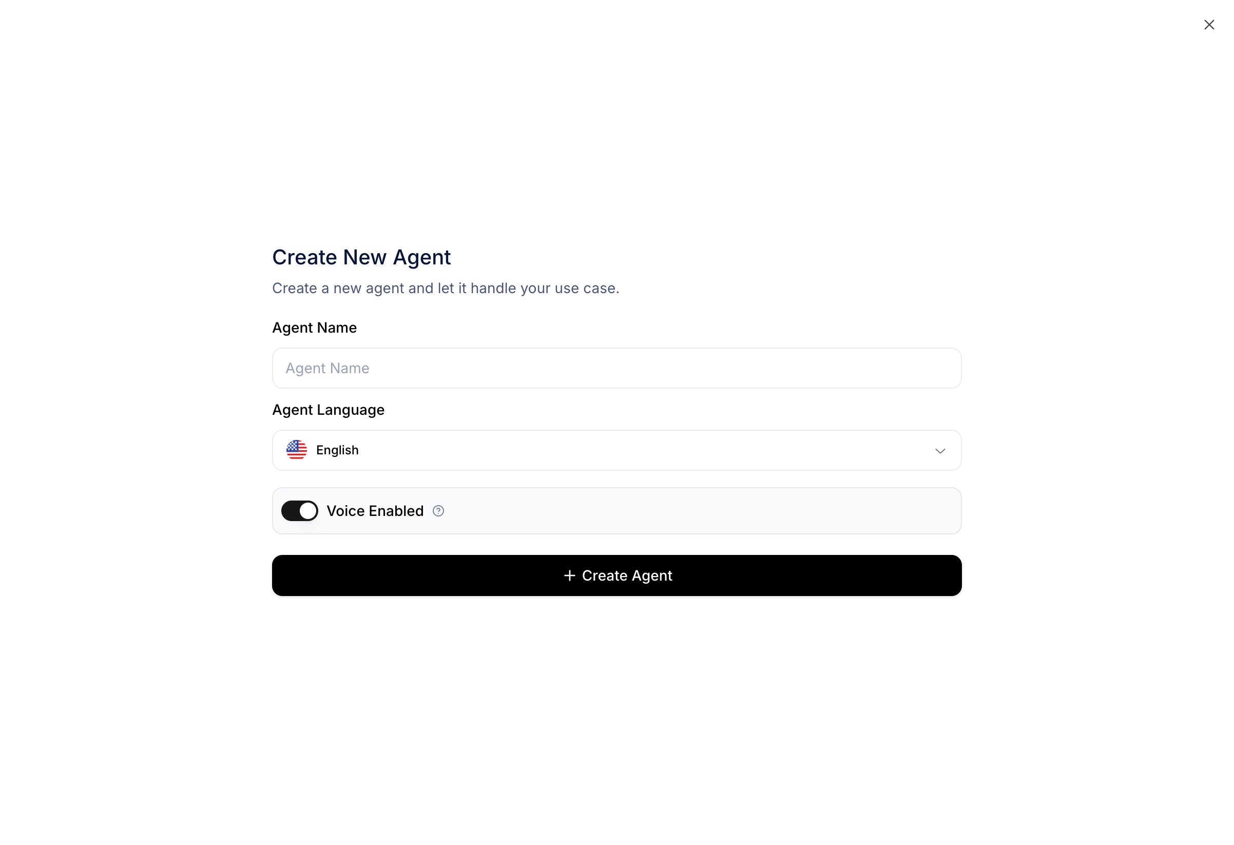 Create Agent modal