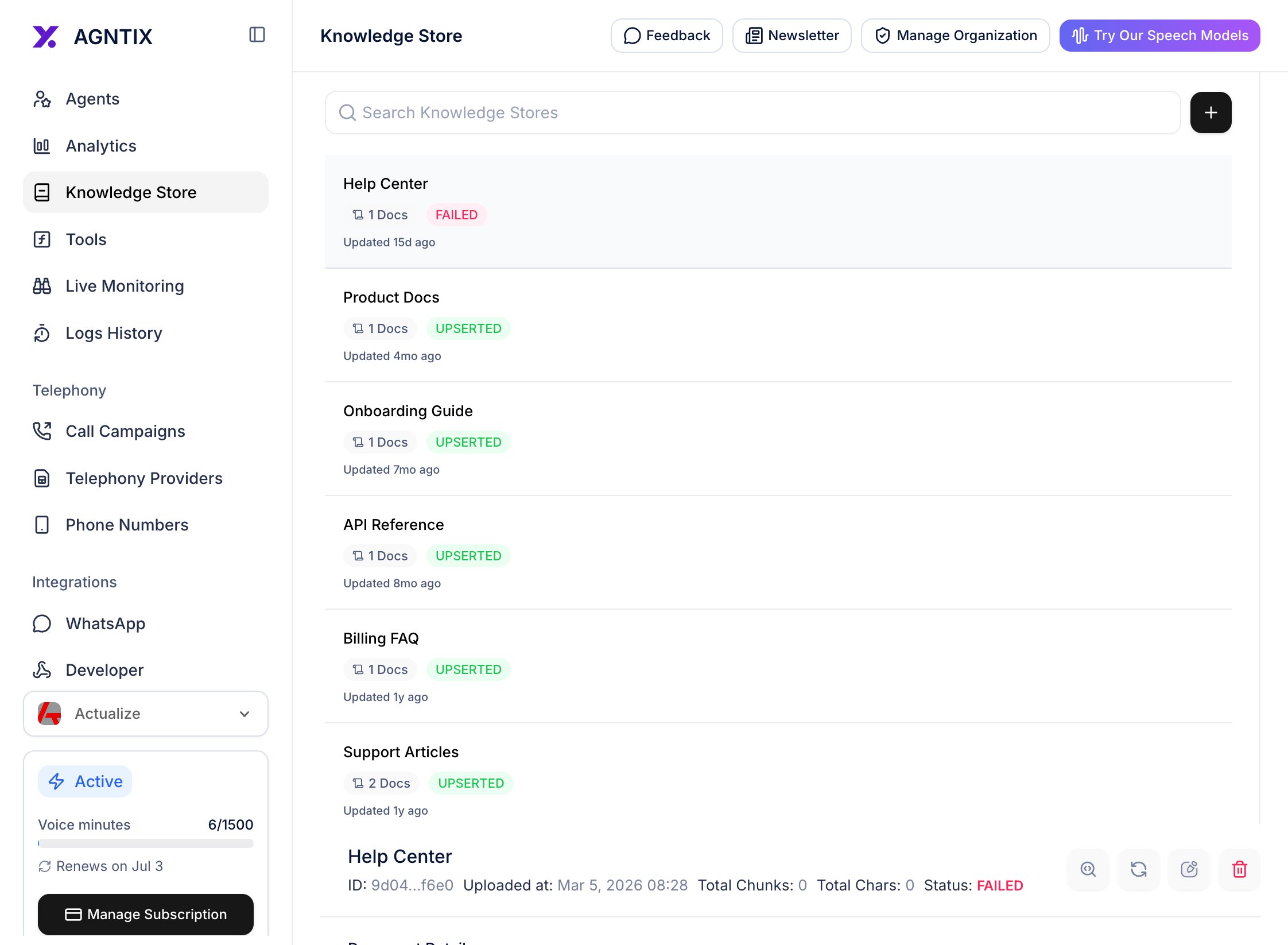 Empty Knowledge Store page