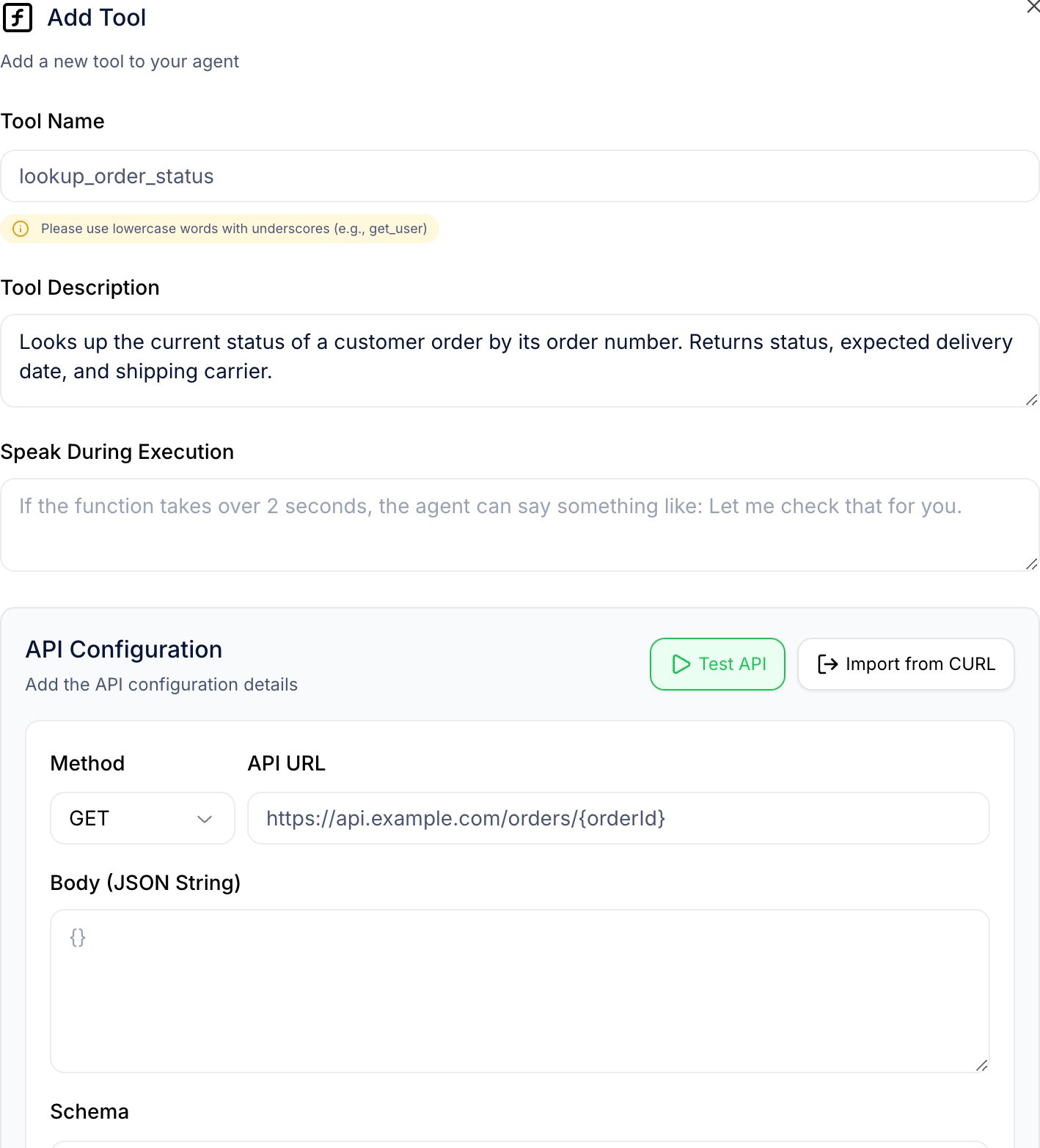 Create Tool modal