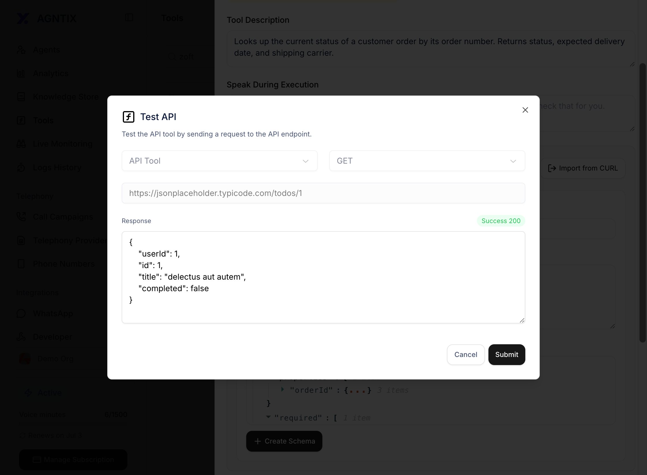 API test success