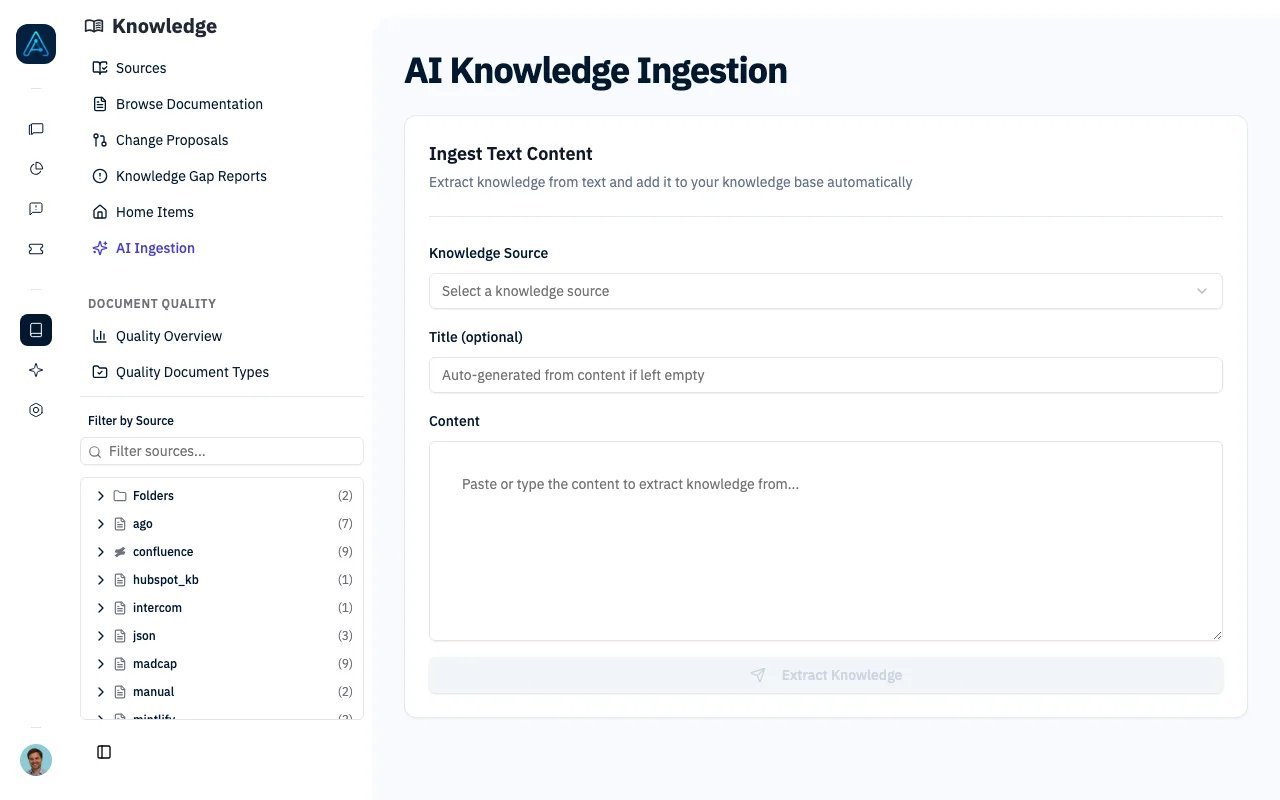 AI Ingestion showing extraction status and document processing progress