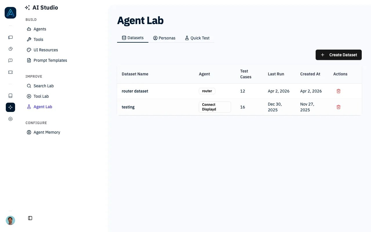Simulation Testing interface showing test dataset selection and run configuration