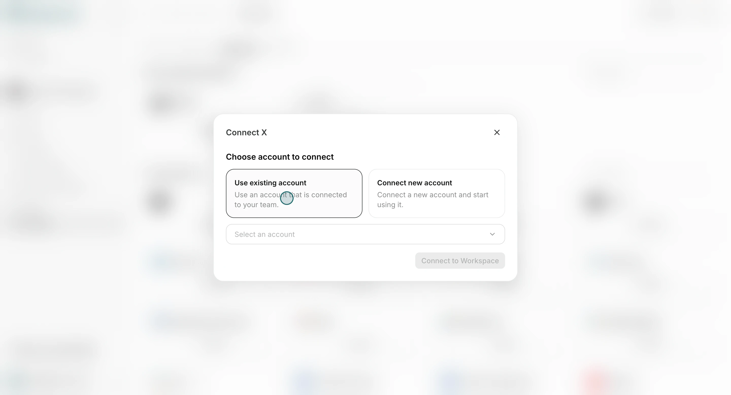 Choose an existing account or connect a new account