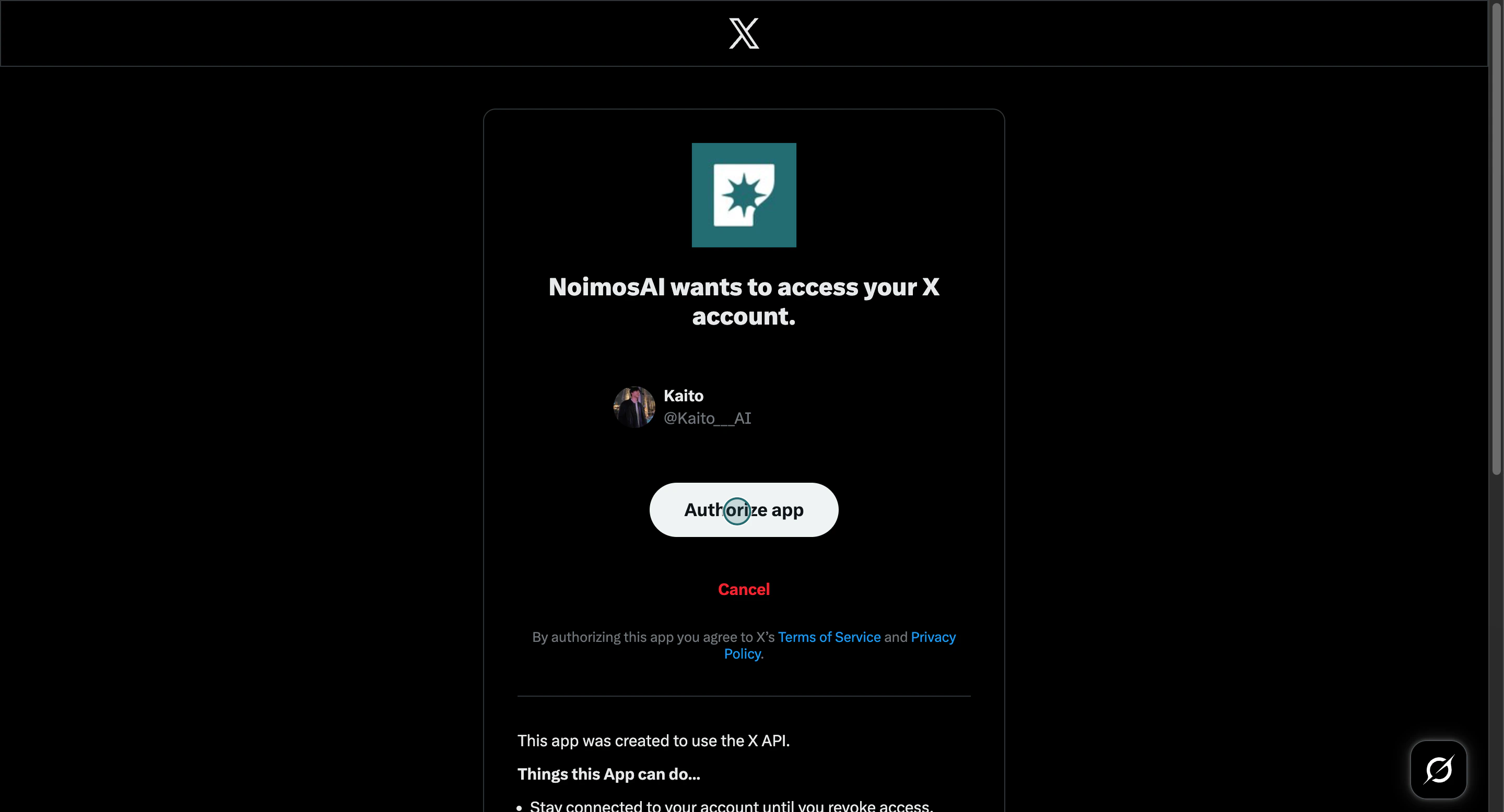 Authorize the app connection