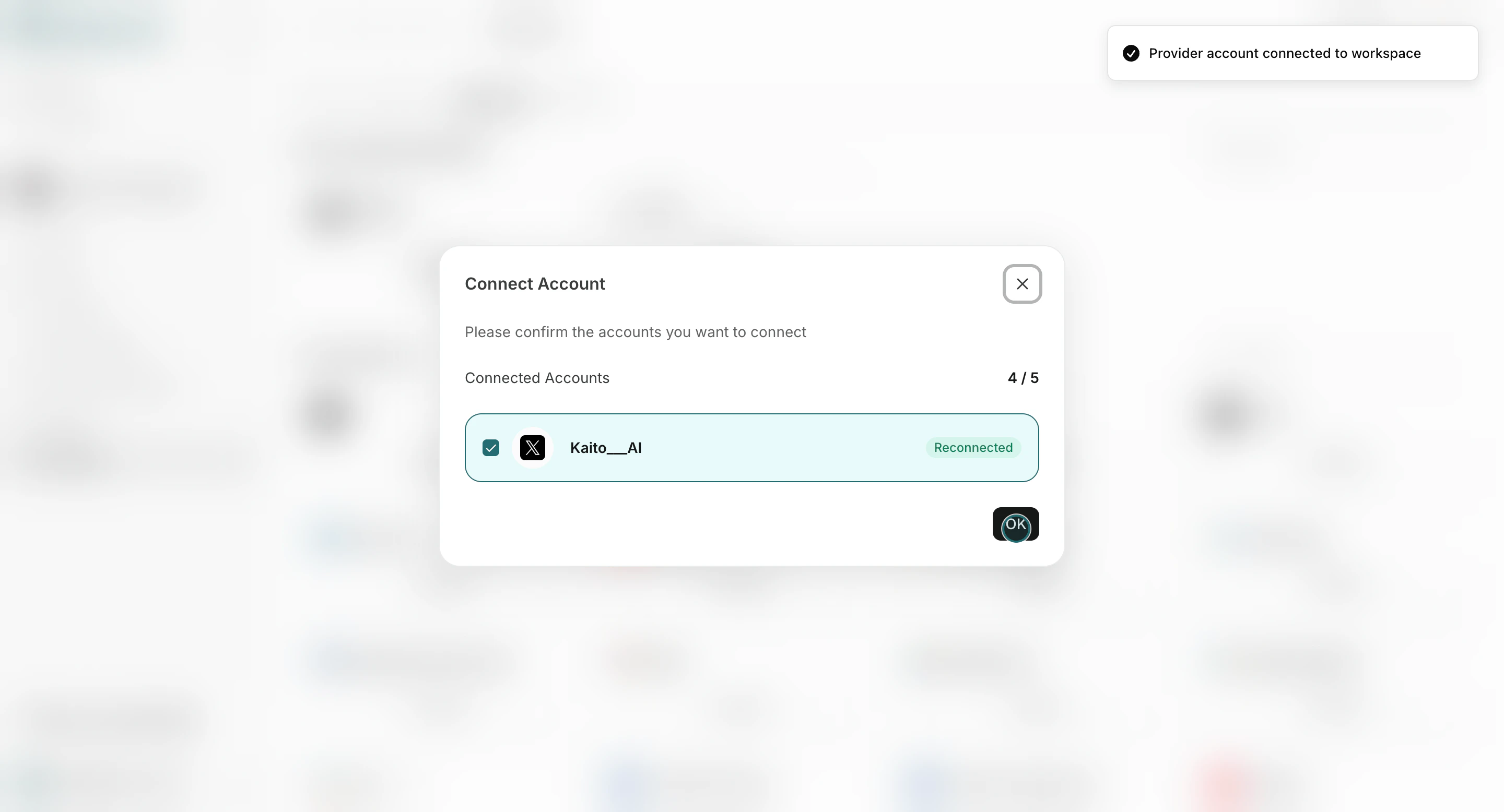 Connected account confirmation
