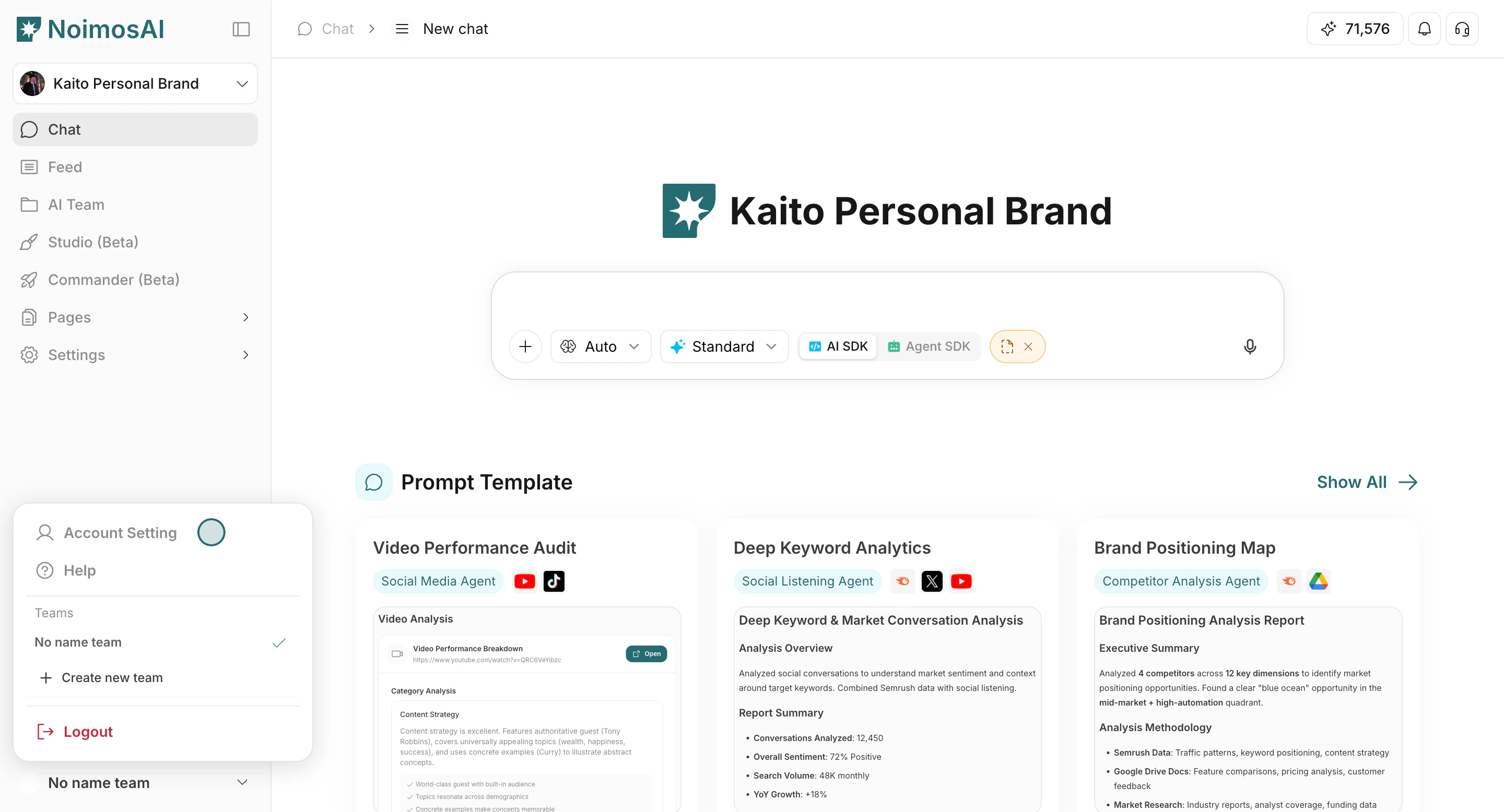 Open settings from account menu