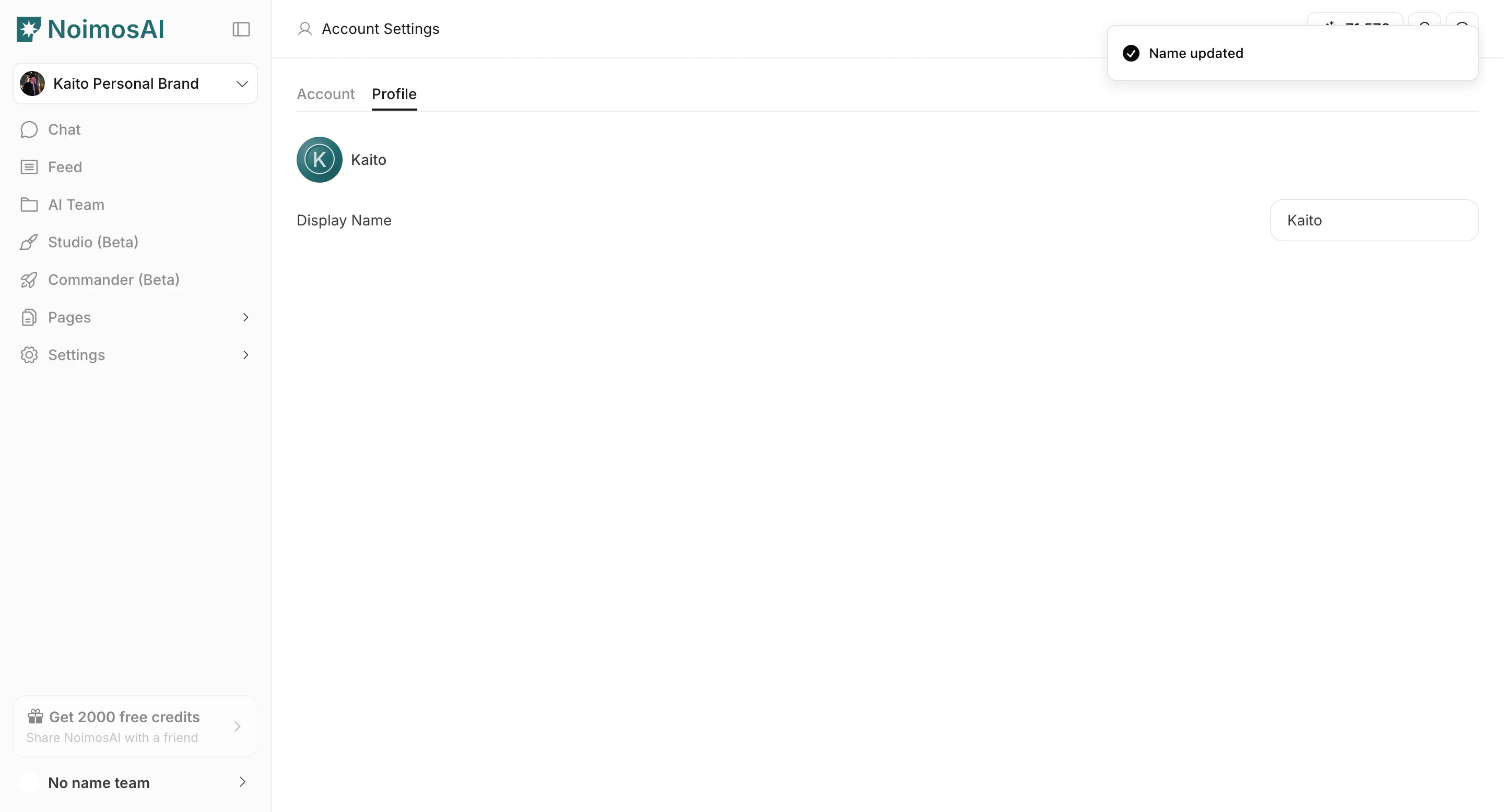Click avatar icon to change profile image