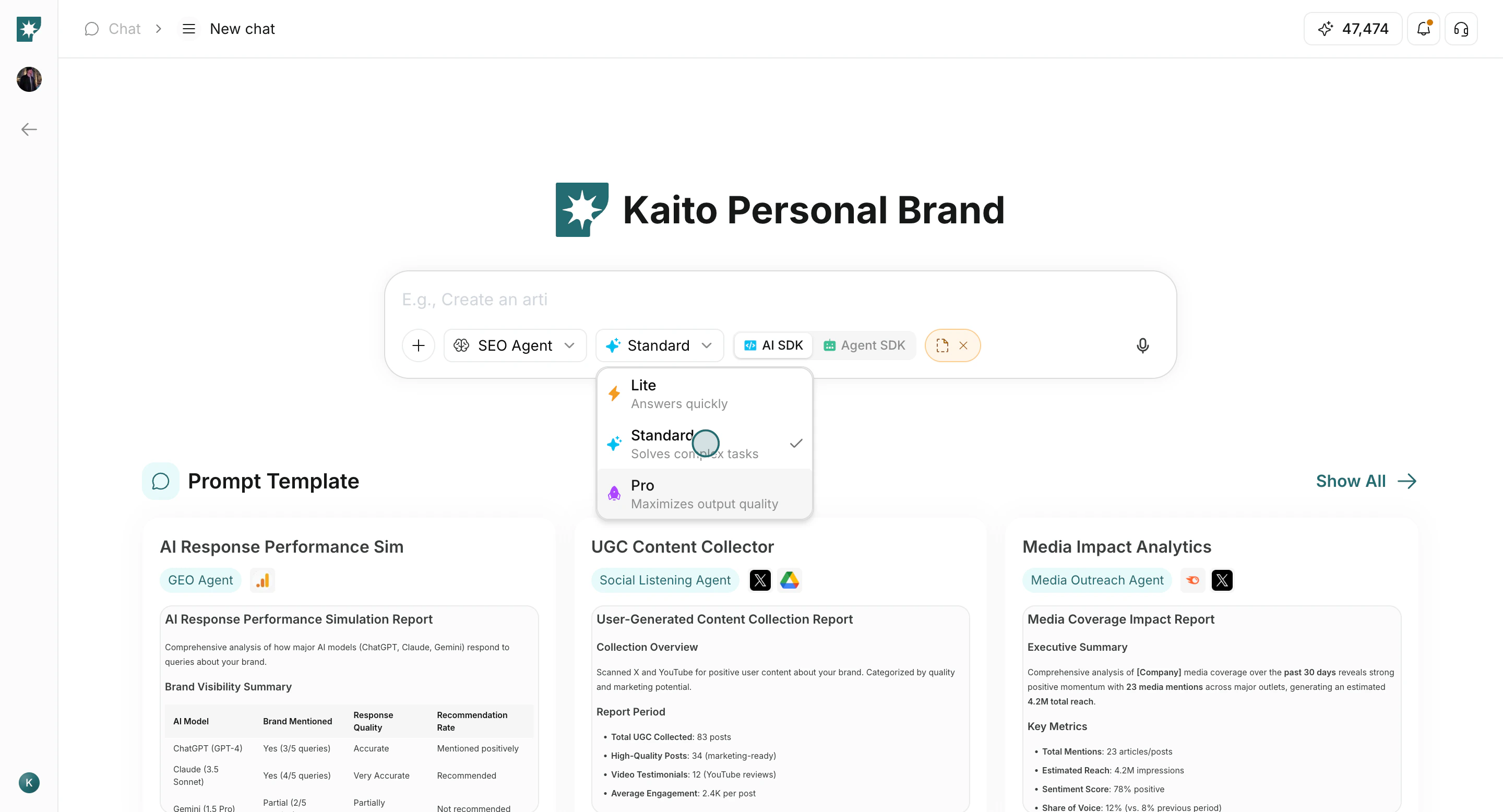 Response mode options opened