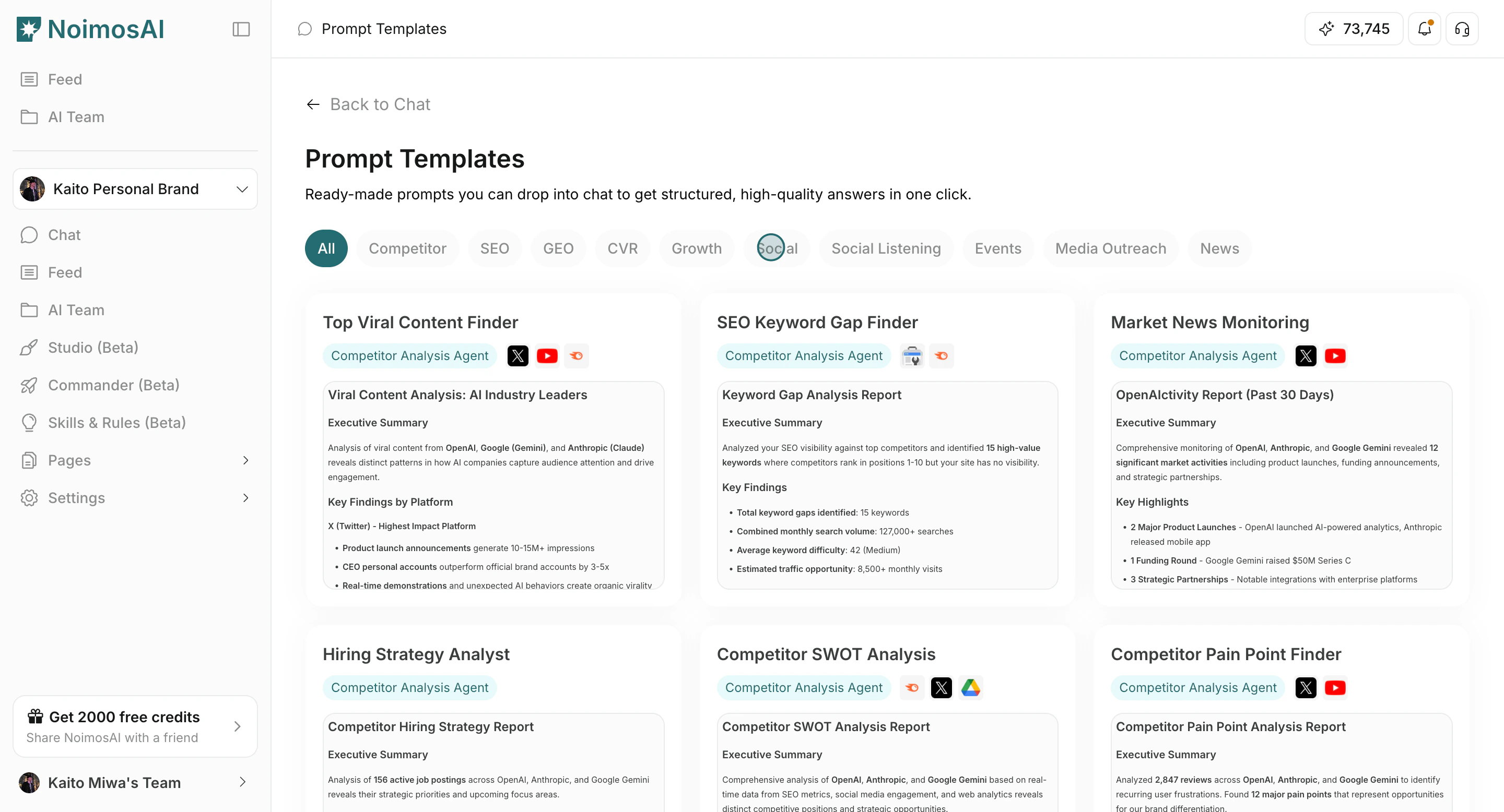 Filter templates by category