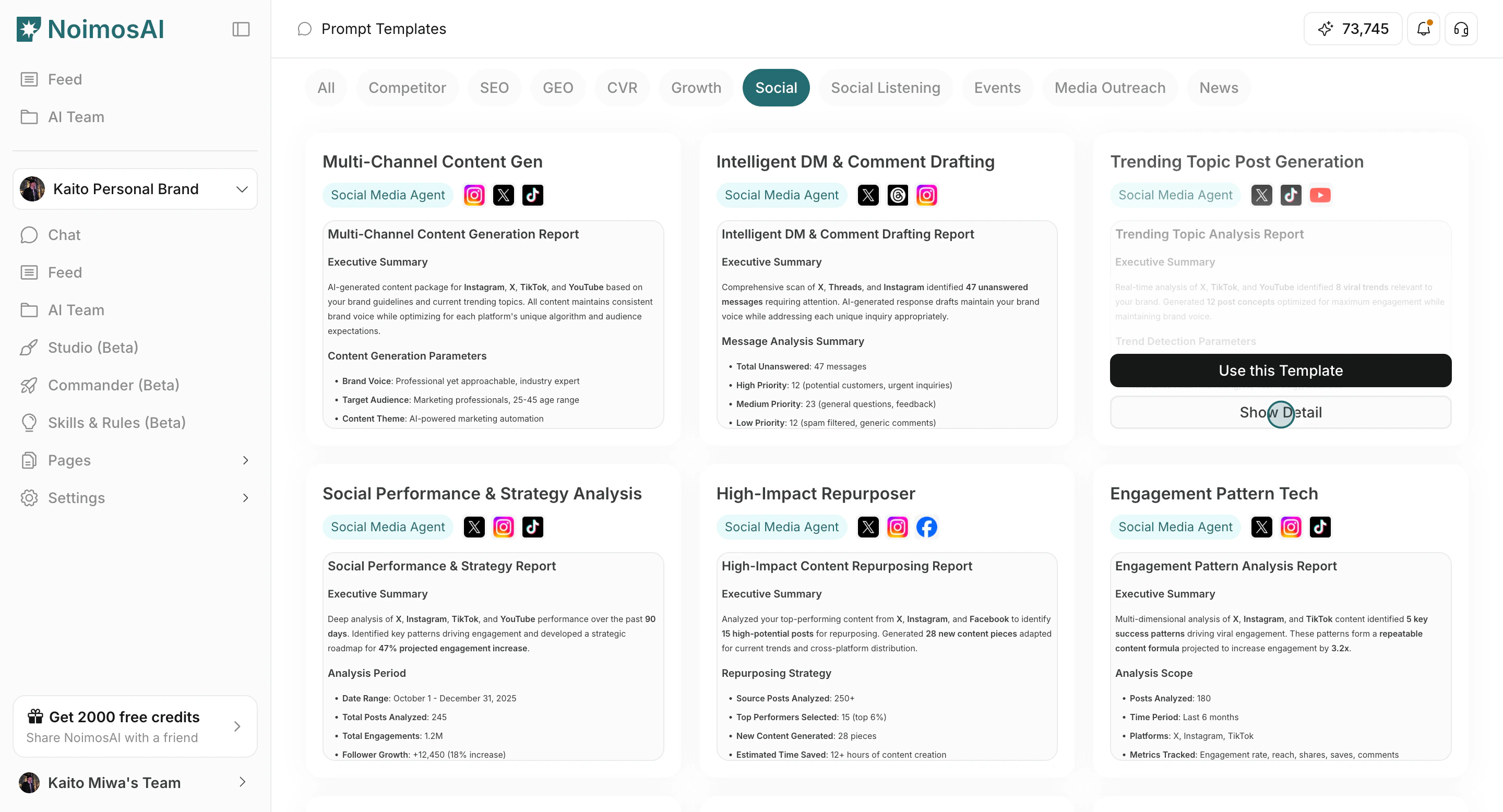 Click Show Detail on a template