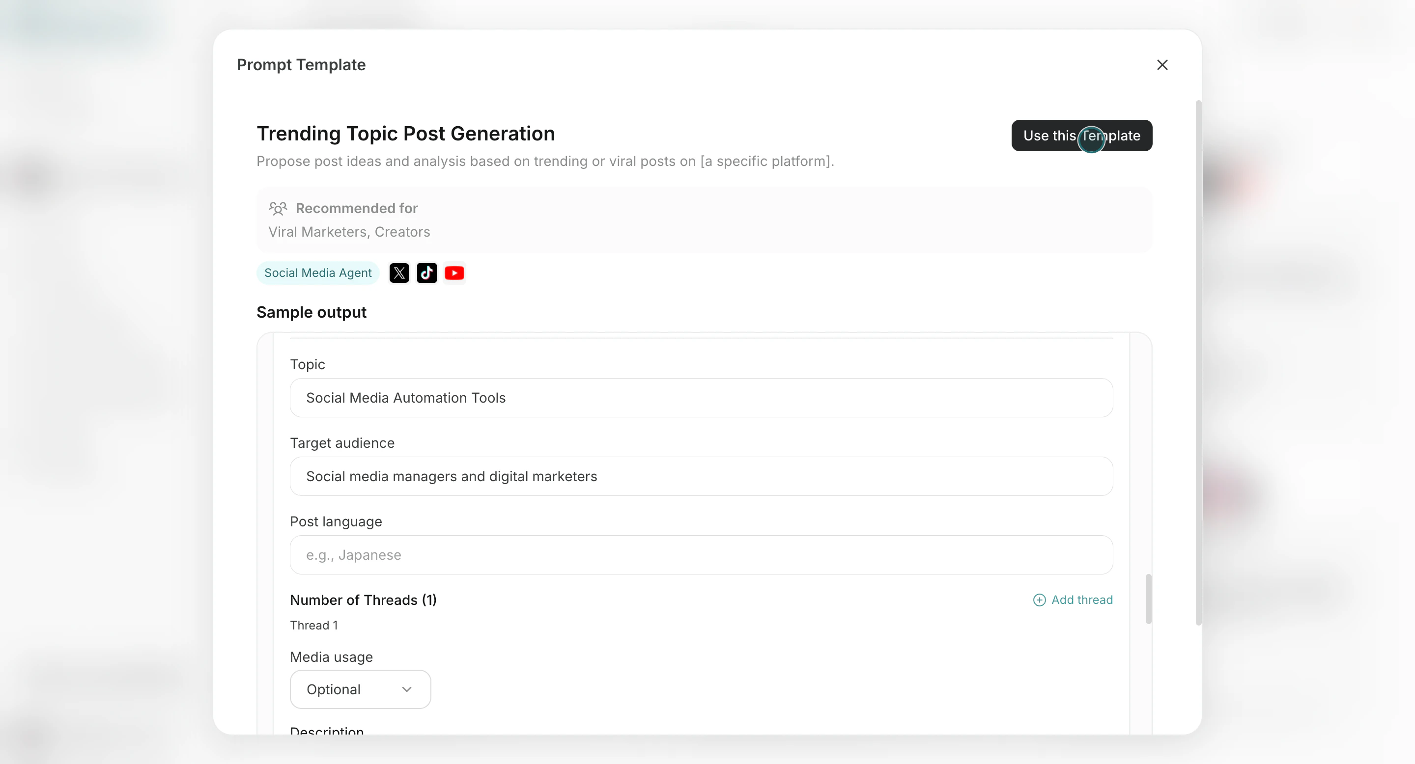 Use this template in chat